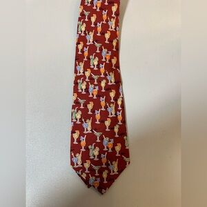 Tommy Bahama Red Silk Tie with Cocktail Design